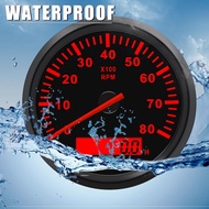 Geloo 85MM Boat RPM Tachometer Gauge Waterproof Outboard Tachometer Gauge 0-8000RPM Tacho Meter for 