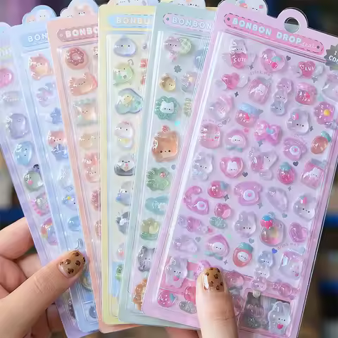 3D Cartoon Stickers Relief Hollow Reward 3D Stickers Sticker Adhesive Vinyl Material Cute Design Bag