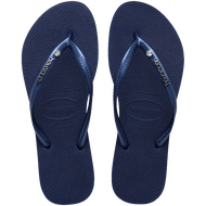 HAVAIANAS รองเท้าแตะผู้หญิง Swarovski Crystal Slim Metal Logo Flip Flops BLUE 41478100555F_U4BLXX