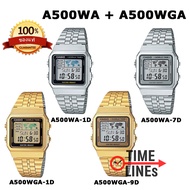 CASIO ของแท้ รุ่น A500WA A500WGA นาฬิกาผู้ชาย DIGITAL รับประกัน 1ปี A500 A500WA-1D A500WA-7DA500WGA-9D A500WGA-1D