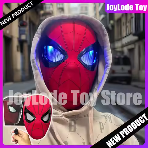 Remote-Controlled Electric Blinking Spider-Man Headgear Red And Black Cos Glowing And Funny Mask Wea