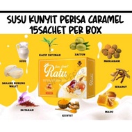 SUSU KUNYIT PERISA CARAMEL 15SACHET PER BOX SUSU KUNYIT RATU SUSU KESIHATAN DALAMAN UNTUK WANITA SUS