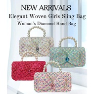 【GRAB N' SHOP】Girls' Fashion Sling Bag Knit Elegant Crossbody Bag for Woman Christmas Gift Idea