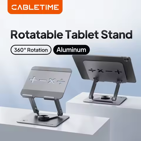 CABLETIME 360° Rotation Tablet Stand for iPad Adjustable Aluminum Foldable Desktop Stand Holder For 