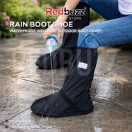 REDBUZZ Rain Boot Shoe Kasut Hujan Cover Black Waterproof High Tube Outdoor Boot Cover's Kasut Hujan