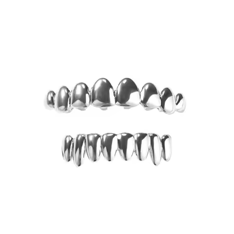 New Smooth Surface Shape Iced Out Teeth Grillz Hip Hop Top & Bottom Grills Dental Mouth Punk Teeth C