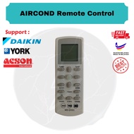Ready Stock Daikin/YORK/Acson Replacement AIRCOND Remote Control (White)