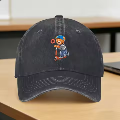 Teddy Bear Playing Badminton Print Sun Baseball Cap for Young Men And Women Women Men Hip Hop Hats S