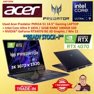 #AP189 USED GAMING ACER PREDATOR PHN14-51 Intel Ultra U9-185H 32GB 1TB SSD 14.5" 3K 165Hz Nvidia RTX