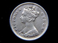 香港銀毫-1893年英屬香港一毫銀幣(英女皇維多利亞歌德式肖像)