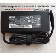 MSI Prestige 14 15/Summit E15 A11SCST/GTX1650 Ti&MaxQ Laptop 20V 4.5A 90W USB Type-C AC Power Charge