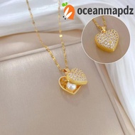 OCEANMAPDZ Oyster Necklace, Versatile Chain Fashionable Peach Heart Pearl Necklace, Trendy Elegant U
