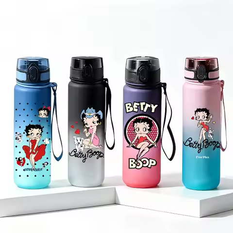 Cute Betty Boop Character Matte Gradient Water Bottle, BPA-Free Safe Drinking Cup, Unique Gift for D