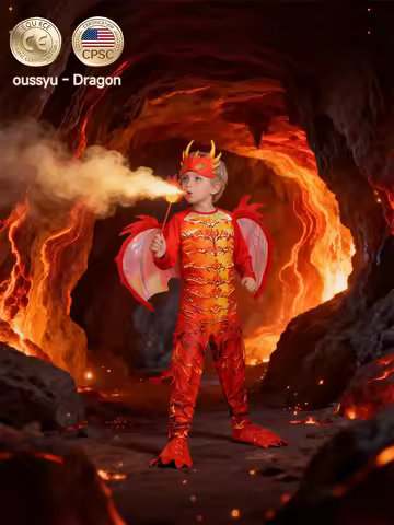 High Quality Children Fierce Fire Dragon Flame Dragon Ice Frost Dragon Cosplay Jumpsuit Christmas Ca