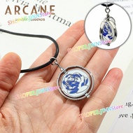 - JINN - League Of Legends Arcane Season 2 Necklace JINX EKKO Rotating Blue Rose Pendant Necklace JI