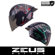 ZEUS Helmet ZS-631 Metallic BlackBS6 Red Green