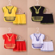 80-120 Baby Boys Girls Ethnic Tang Suit Short Sleeve Cotton Cheongsam Two-piece Set for 0-5 Yrs Old