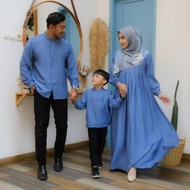 Adam Hawa Family Couple Sarimbit Gamis Koko Ayah Ibu Anak Bayi Denim
