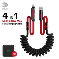 mfish Armored Dragon VIII 4-in-1 Coiled Universal USB Charger Cable ️-240W Fast Charging & Data Sync