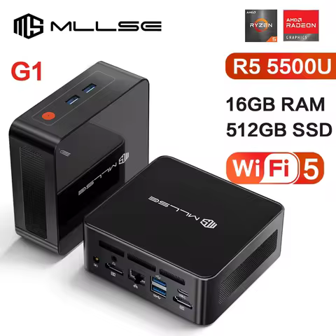 MLLSE G1 Mini PC AMD Ryzen 5 5500U 16GB RAM 512GB ROM Windows 11 Pro WiFi 5