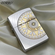 ✚ Zorro original authentic kerosene lighter deep carved chrome plated Fashion smoking gift