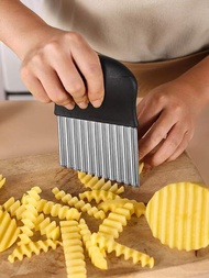 不銹鋼手動馬鈴薯波浪切割器切片器蔬菜薯條切割工具，廚房用具露營必備
