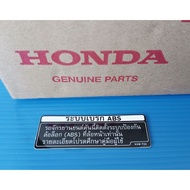 87514-K0W-T00 Abs Warning Sign Sticker Genuine Thai Language Honda MSX125 MSX Groom CT125 PCX160 ADV