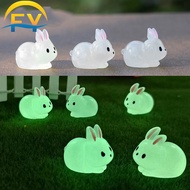 FY Luminous Miniature Mini Resin Rabbit Glow in The Dark Rabbit Micro Landscape Accessories Aquarium Plant Decoration