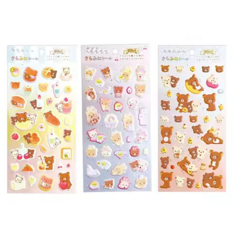 3D Rilakkuma Stickers Cartoon Anime Kawaii Cute Stickers Bear Scrapbooking Sticker Book Decor Girls 