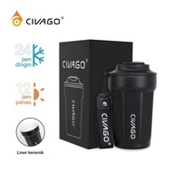TERMOS TUMBLER CIVAGO (13oz/385ml) 304 Stainless Steel Coffee Mug with Ceramic Coating and Vacuum Th