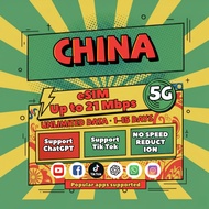 【Use Within 5 Days】China ESIM Unlimited Data with VPN Supports TikTok ChatGPT for With Instant 24h E
