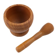 Wholesale PP Plastic Kitchen Household Garlic Pugging Pot Pedestal Bowl Mortar and Pestle Set(Wood Line, Packaged with Box)