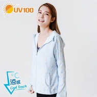 【UV100】防曬 抗UV-涼感冰絲淨色連帽外套 M號 三角藍 二手 九成新 防曬外套 遮陽外套 MIT台灣製