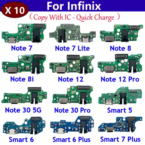 10Pcs, USB Charging Port Dock Connector Board Flex Cable For infinix Note 7 8 8i 12 30 40 Pro 5G Sma