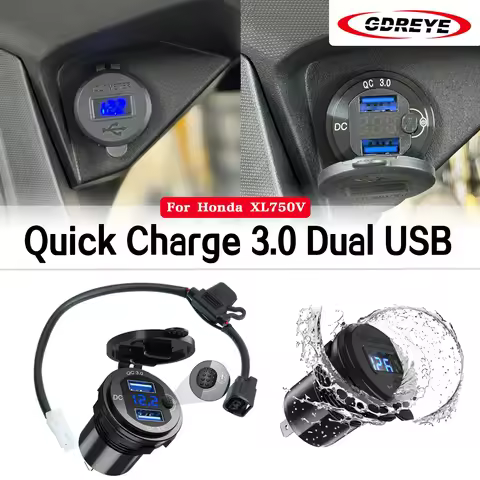 Motorcycle XL750V Quick Charge 3.0 Dual USB charger For Honda 750 TRANSALP XL750 xl750v 2023 2024 20