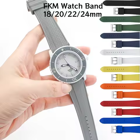 18 20 22 24mm Quick Release Fluoro Rubber Watch Strap Universal Replacement Watch Band For Swatch x 