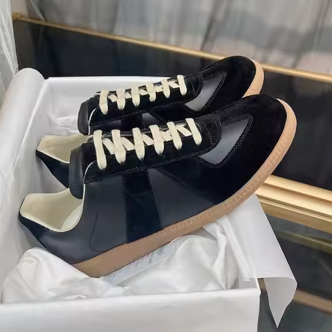 Retro GAT Sneakers Handmade Genuine Leather German Army Trainers Luxury Soft Flat Casual Shoes Men W