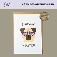 Secret Writer Premium Birthday Card - Pug Lover (A6 folded paper 260 gsm + envelope)