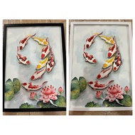 Auspicious Images To Enhance Luck Painting Of 8 Fish Stains Swimming In Number 99 Size A3/29.7x42 cm