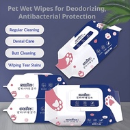 Pet Wipes Tissue (Non-Alcoholic) 80 pcs -Kills Germs, Wipes Bottoms and Eyes, Suitable for Cats and 