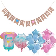 BOY OR GIRL Baby GENDER REVEAL Baby Party Linen Flag Balloon GENDER REVEAL