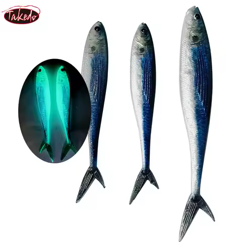 TAKEDO 3D Live Fish Painting Lure 12.5CM 16CM 19CM 34G Luminous Soft Fishing Bait Scissor Tail Fish 
