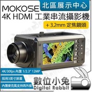數位小兔【 MOKOSE 4K HDMI 工業串流攝影機 + 3.2mm 定焦鏡頭 】攝像機 錄影機 直播 延時