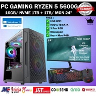 Gaming PC AMD RYZEN 5 5600G 4.4ghz|16gb RAM|Nvme 1TB|Hdd 1TB|Monitor 24"|Usb WIFI|Key+mouse