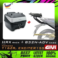 SET KOMBO KOTAK/BOX GIVI B32N-ADV TOP CASE + GIVI YAMAHA Y16 Y16ZR HRX (LATEST HRV W/LED LIGHT) EXTREME HEAVY DUTY RACK