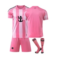 25-26 New Miami Home Pink Jersey No. 10 Messi Football Suit 9 Suarez Childrens Short Sleeve Suit