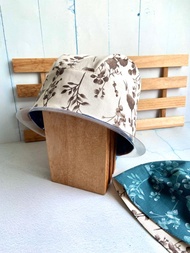 水墨花雙面頭巾帽 手術帽 化療帽 工作帽 料理帽 烘焙帽 月子帽