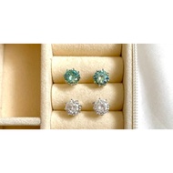 MOISSANITE Silver 925 Solitaire Earring | Silver diamond earrings diamond mosang KH 0.5 1.0 2.0 Ct C