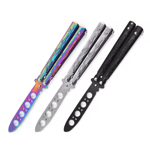 Portable Practice Butterfly Knife CSGO Balisong Trainer Stainless Steel Pocket Foldable Knife Traini