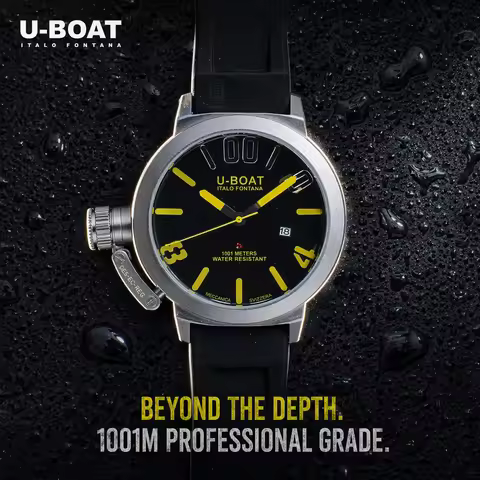 U-BOAT Quartz Chronograph Watch Men Stainless Steel Case Outdoor Sport Wristwatch